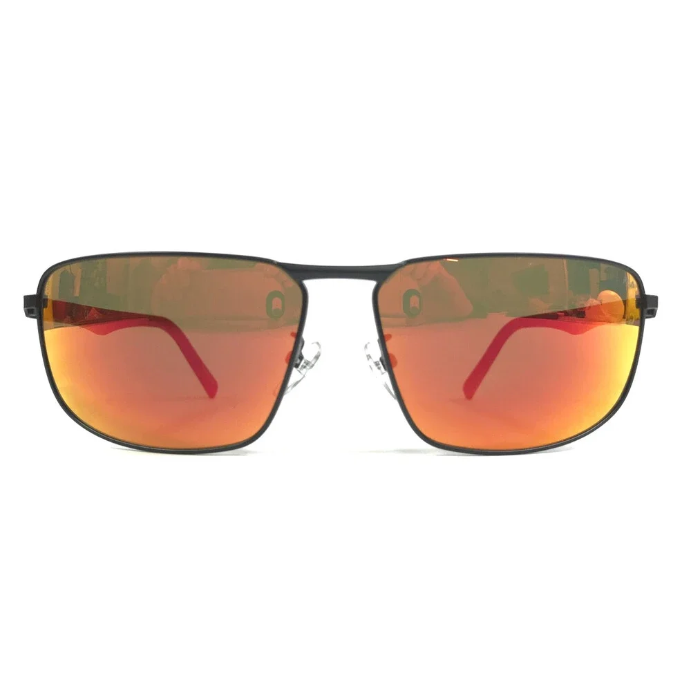 Fila Sunglasses SFI446 COL.531R Black Red Wrap Frames w/ Orange Mirrored Lenses